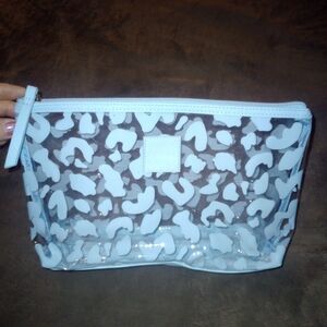 Chic Transparent Blue Leopard Patterned Cosmetic Bag